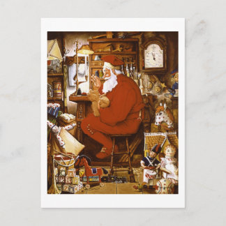 Cartes Pour Fêtes Annuelles Vintage Santa in Workshop Card
