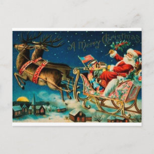 Cartes Pour Fêtes Annuelles Vintage Santa on Sleigh