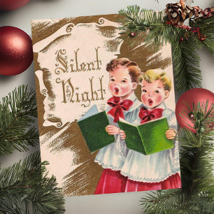 Cartes Pour Fêtes Annuelles Vintage Silent Night Choir Boys Custom Christmas