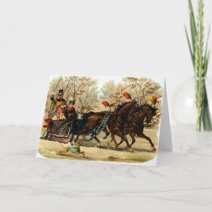 Cartes Pour Fêtes Annuelles Vintage Sleigh Ride Noël salutations