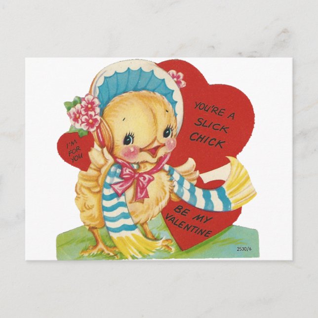 Cartes Pour Fêtes Annuelles Vintage "Slick Chick" Valentine (Devant)