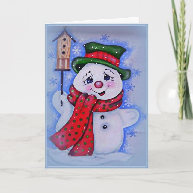 Cartes Pour Fêtes Annuelles Vintage Snowman (Devant)
