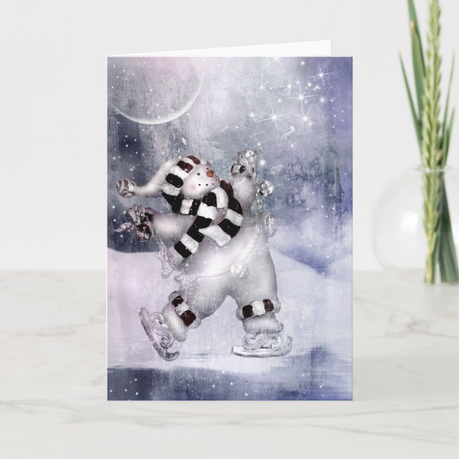Cartes Pour Fêtes Annuelles Vintage Snowman (Devant)