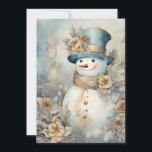 Cartes Pour Fêtes Annuelles Vintage Snowman Gold Blue Noël blanc<br><div class="desc">Elégante carte de voeux vintage or,  bleu et blanc bonhomme de neige de Noël. Personnalisé au dos avec votre message et votre nom. Contactez-moi pour obtenir de l'aide sur votre personnalisation ou pour demander des produits Zazzle correspondants ou coordonnés supplémentaires.</div>