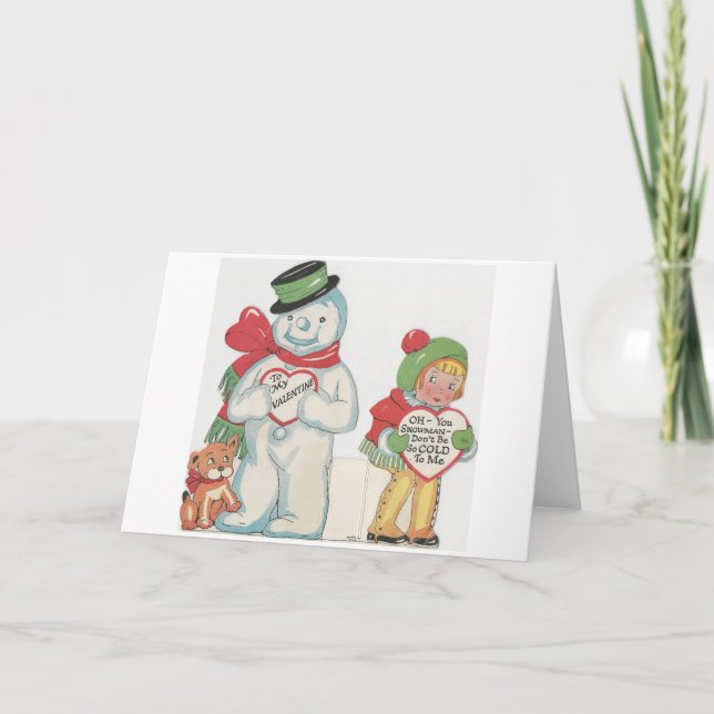 Cartes Pour Fêtes Annuelles Vintage Snowman Valentine (Devant)