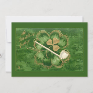 Cartes Pour Fêtes Annuelles Vintage St. Patrick's Day Shamrock et tuyau
