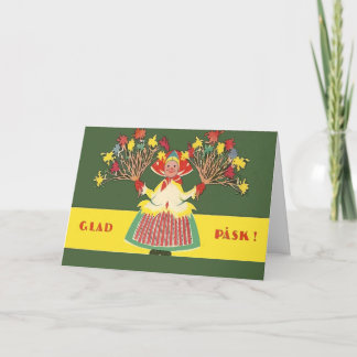 Cartes Pour Fêtes Annuelles Vintage Suédois Pâques Fleurs Glad Pask