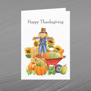 Cartes Pour Fêtes Annuelles Vintage Tan Scarecrow Tournesol Thankgiving