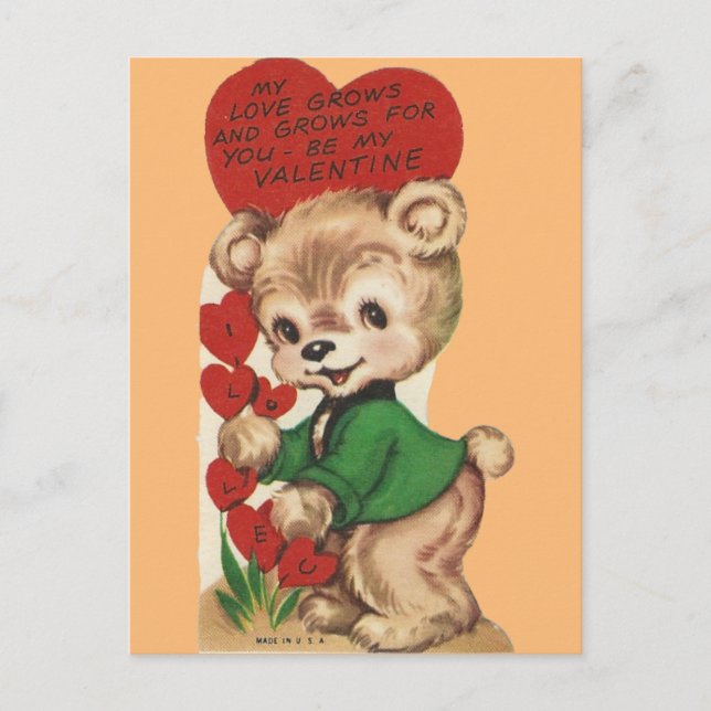 Cartes Pour Fêtes Annuelles Vintage Teddy Bear Valentine (Devant)