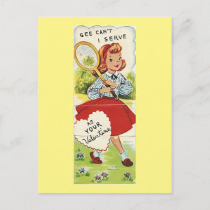 Cartes Pour Fêtes Annuelles Vintage Tennis Girl Valentine