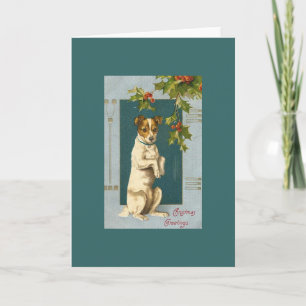 Cartes Pour Fêtes Annuelles Vintage Terrier et Holly