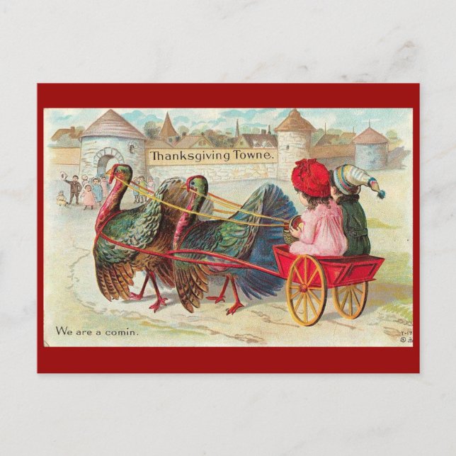 Cartes Pour Fêtes Annuelles Vintage Thanksgiving (Devant)