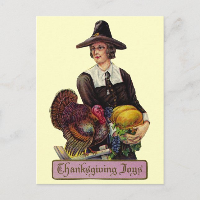 Cartes Pour Fêtes Annuelles Vintage Thanksgiving Joy (Devant)