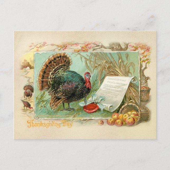 Cartes Pour Fêtes Annuelles Vintage Thanksgiving Turquie (Devant)