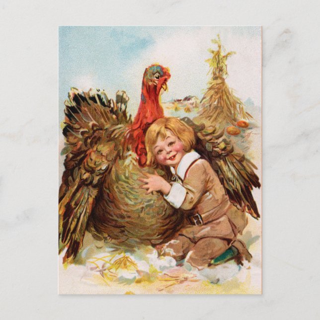 Cartes Pour Fêtes Annuelles Vintage Thanksgiving Turquie (Devant)