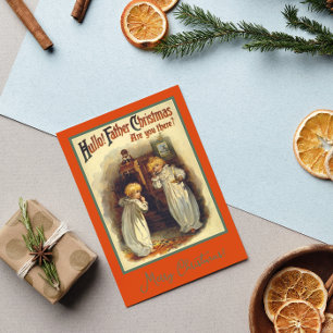 Cartes Pour Fêtes Annuelles Vintage Thème Noël Salutation Bébés Téléphone