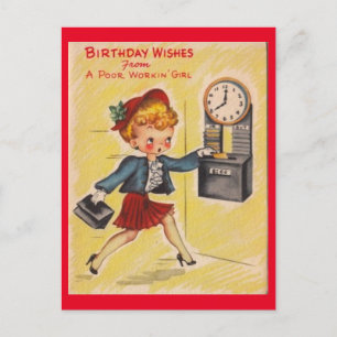 Cartes Pour Fêtes Annuelles Vintage travailleuse rétro, joyeux anniversaire