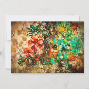 Cartes Pour Fêtes Annuelles Vintage Tropical Parrot Jungle Floral Hibiscus