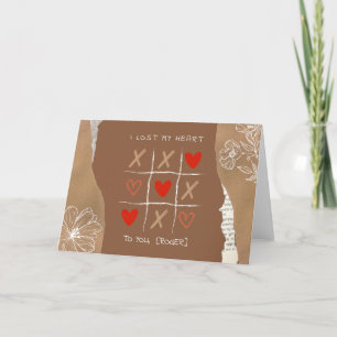 Cartes Pour Fêtes Annuelles Vintage tu as gagné mon jeu tic-tac-toe du coeur