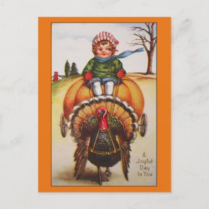 Cartes Pour Fêtes Annuelles Vintage Turkey Day Illustration Thanksgiving Cards