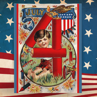 Cartes Pour Fêtes Annuelles Vintage USA Patriotique Juillet 4