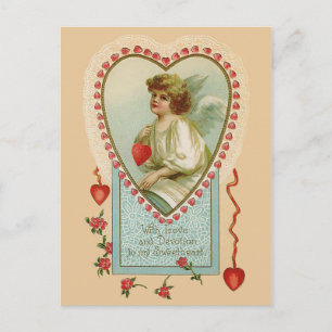 Cartes Pour Fêtes Annuelles Vintage Valentine Ange et Coeur