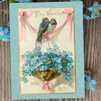 Vintage Valentine Birds et Oubliez-moi non