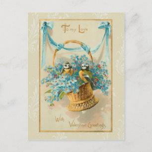 Cartes Pour Fêtes Annuelles Vintage Valentine Birds et Oubliez-moi non