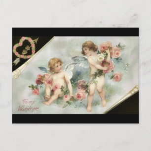 Cartes Pour Fêtes Annuelles Vintage Valentine Cherubs