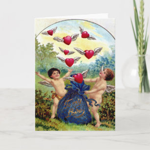 Cartes Pour Fêtes Annuelles Vintage Valentine Cherubs
