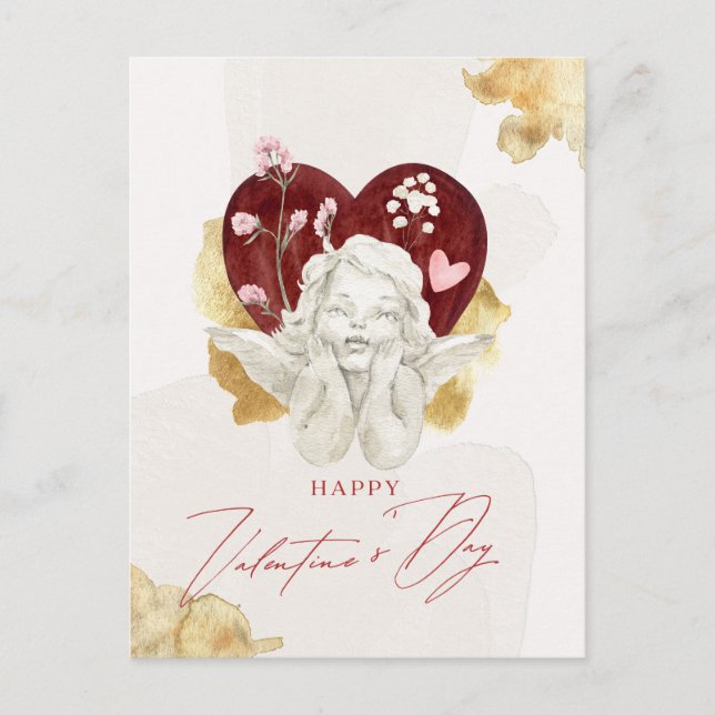 Cartes Pour Fêtes Annuelles Vintage Valentine Cupid Angel (Devant)