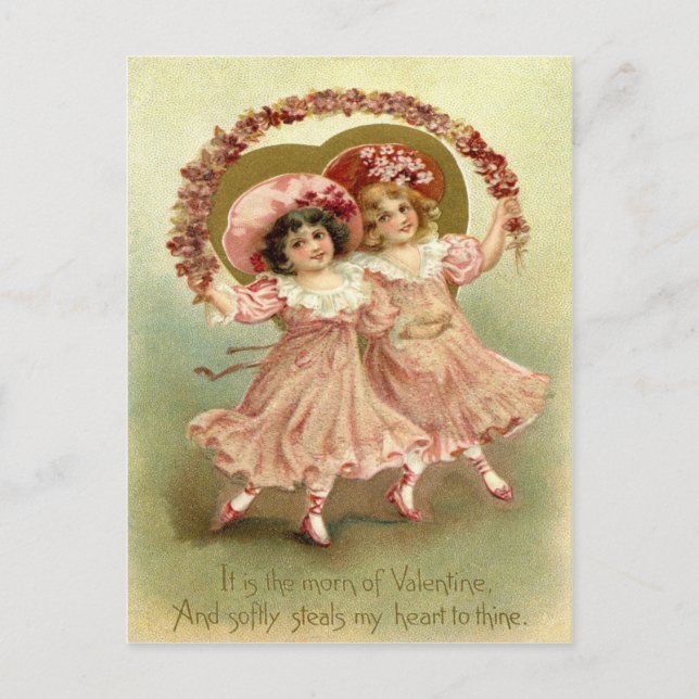 Cartes Pour Fêtes Annuelles Vintage Valentine Girls (Devant)