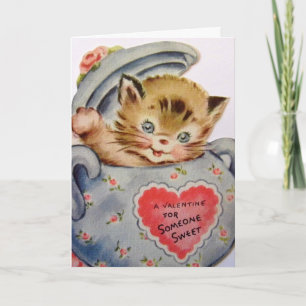 Cartes Pour Fêtes Annuelles Vintage Valentine Kitten