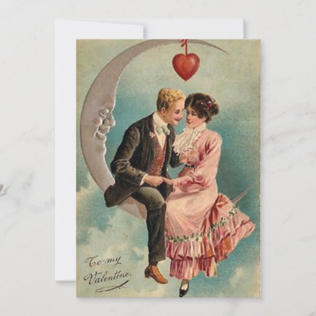 Cartes Pour Fêtes Annuelles Vintage Valentine Lovers (Devant)