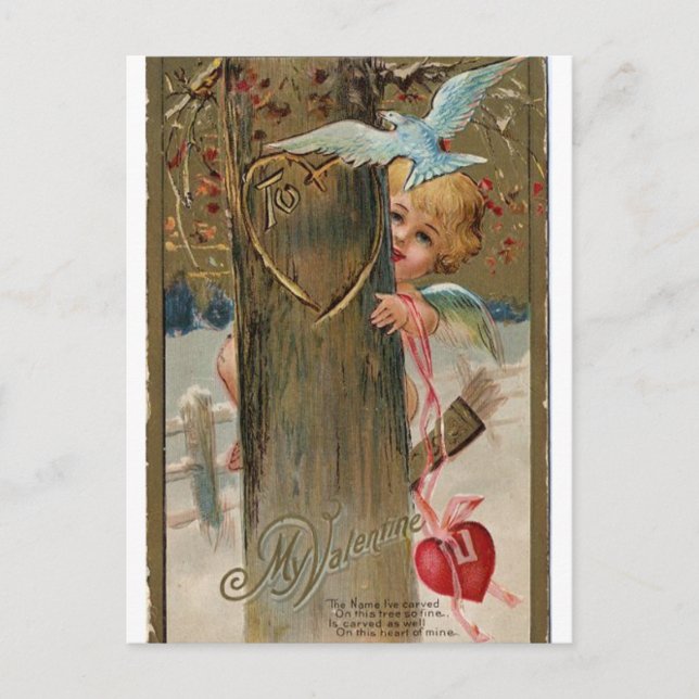Cartes Pour Fêtes Annuelles Vintage Valentine Pékin Cherub (Devant)