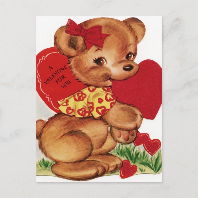 Cartes Pour Fêtes Annuelles Vintage Valentine Teddy Bear (Devant)