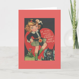 Cartes Pour Fêtes Annuelles Vintage Valentine - Un Lass écossais Dit Be Mine,