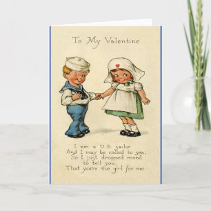 Cartes Pour Fêtes Annuelles Vintage Valentine - Un marin à son amour,