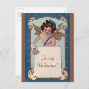 Cartes Pour Fêtes Annuelles Vintage Valentine's Day, Cherub with Love Letters