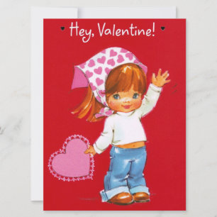 Cartes Pour Fêtes Annuelles Vintage Valentine's Day Girl With Heart
