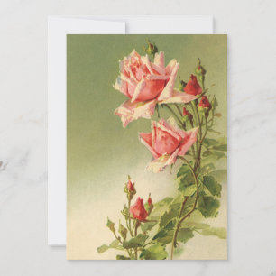 Cartes Pour Fêtes Annuelles Vintage Valentine's Day Pink Victorian Garden Rose