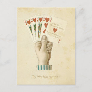 Cartes Pour Fêtes Annuelles Vintage Valentine's Day Poker Main Red Hearts Love