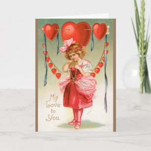 Cartes Pour Fêtes Annuelles Vintage Valentines Day, Victorian Girl with Heart