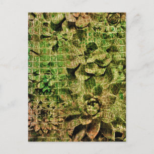 Cartes Pour Fêtes Annuelles Vintage Vert Faux Peau Animal Cactus Succulent