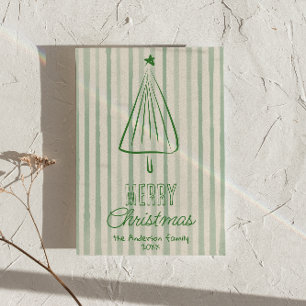 Cartes Pour Fêtes Annuelles Vintage vert main dessinée arbre de Noël non photo