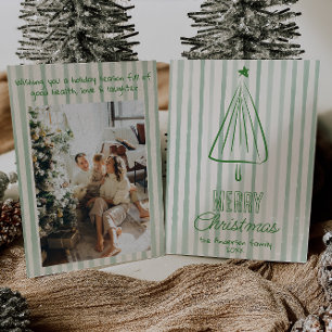 Cartes Pour Fêtes Annuelles Vintage vert main dessinée Noël arbre Abstrait