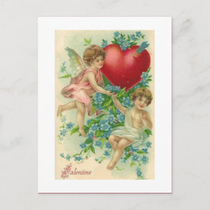 Cartes Pour Fêtes Annuelles Vintage Victorian Valentine Cherubs Holding Heart
