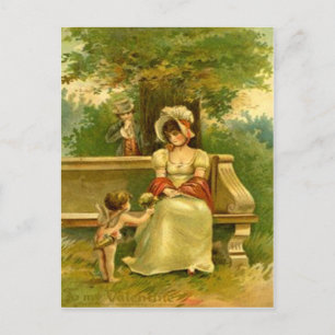 Cartes Pour Fêtes Annuelles Vintage Victorienne Fleurs Cupides Femme Valentine