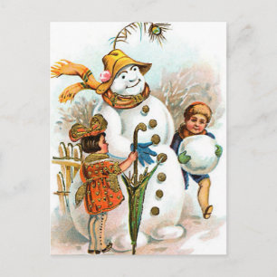 Cartes Pour Fêtes Annuelles Vintage Village de Noël Snowman