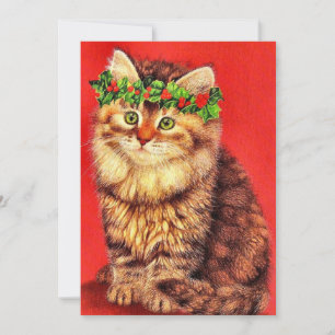 Cartes Pour Fêtes Annuelles Vintage Vous Souhaitant Un Chat De Noël Meowy
